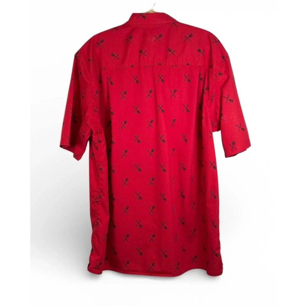 Duluth Trading  Mens‎ Red Grilling Print Short Sleeve Button Up Shirt L Tall
